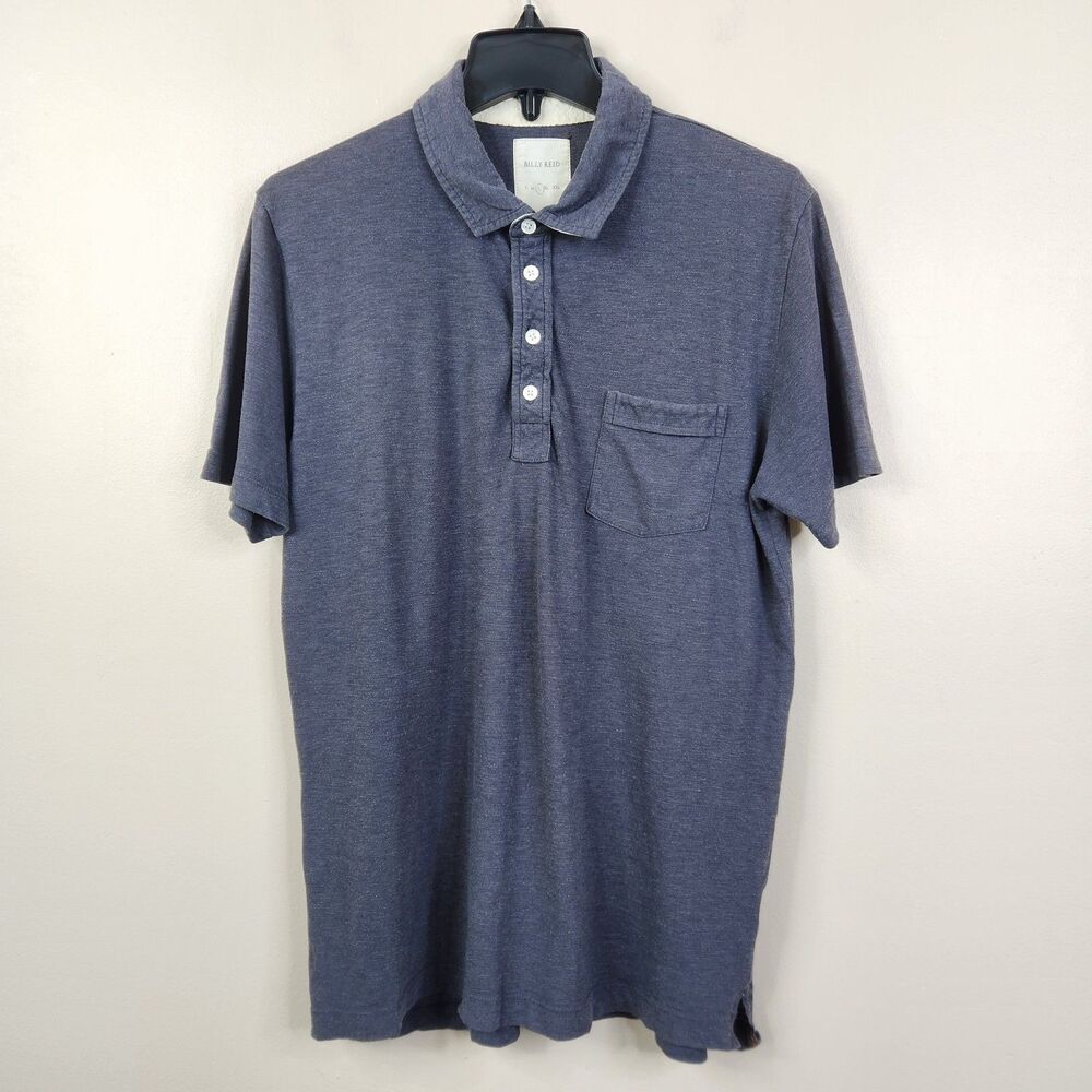 Billy Reid Mens Short Sleeve Slub Knit Single Pocket Polo Short Large